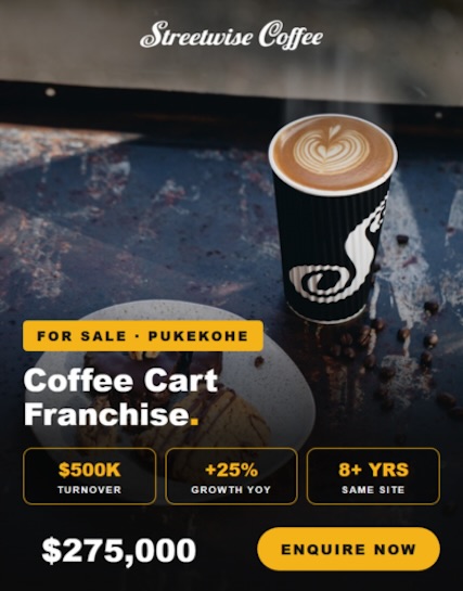 Coffee Cart Franchise for Sale Pukekohe