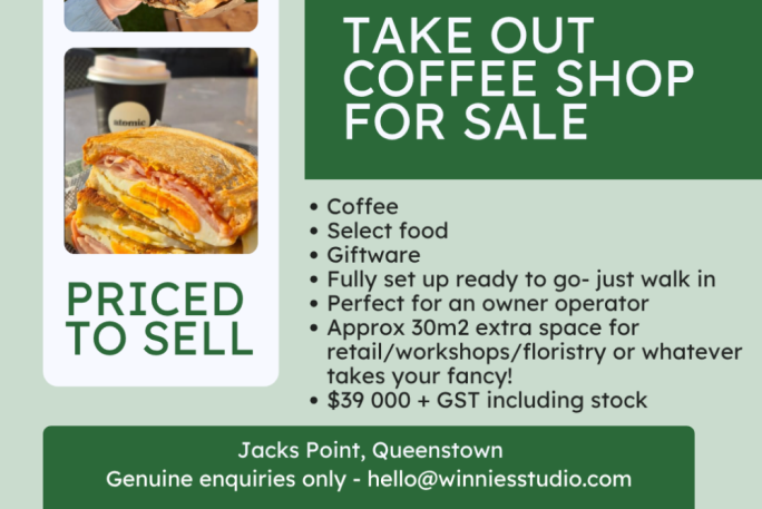 Take Away Coffee Shop for Sale Jacks Point, Queenstown